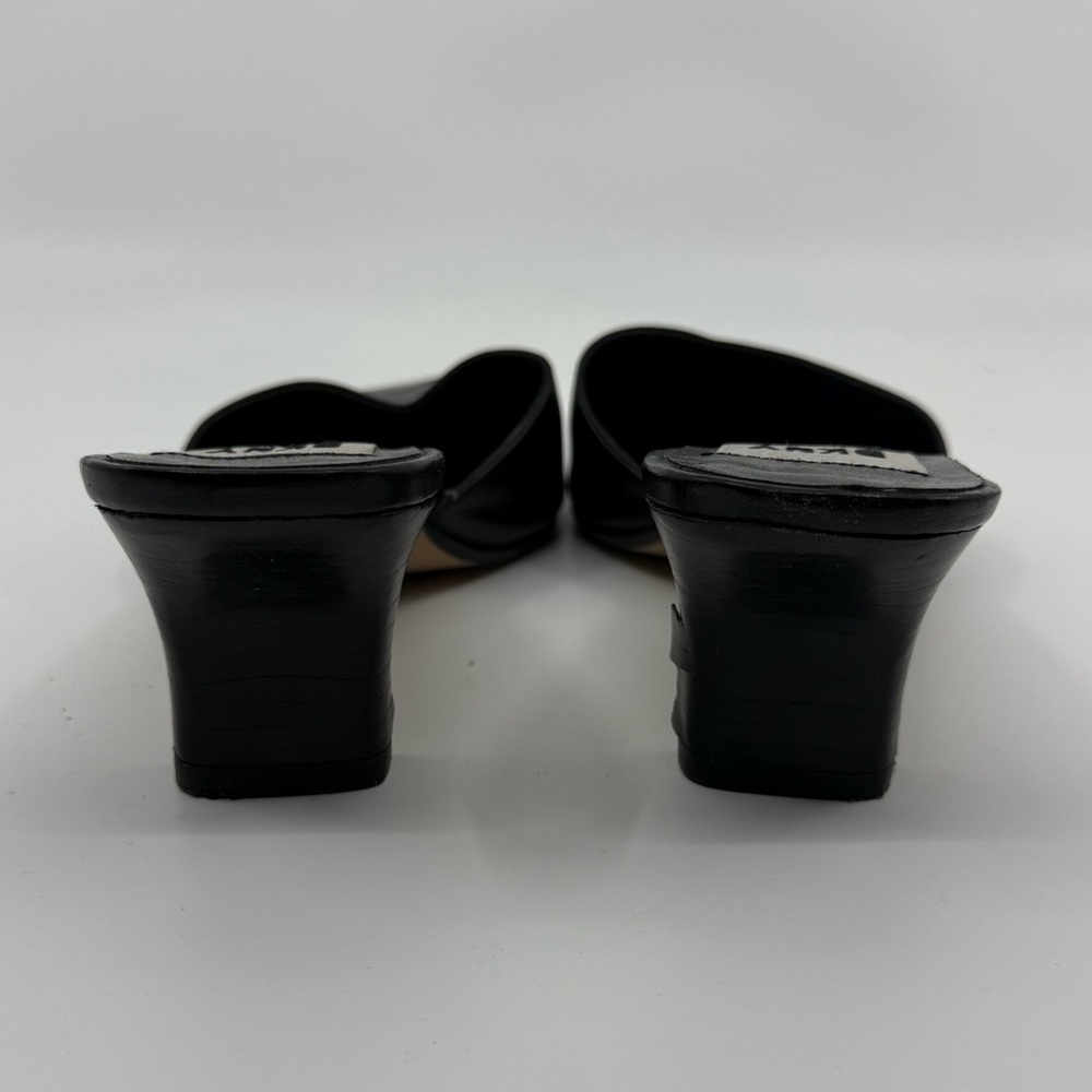 DKNY Black Leather Kitten Heel Mules - Picture 4 of 7